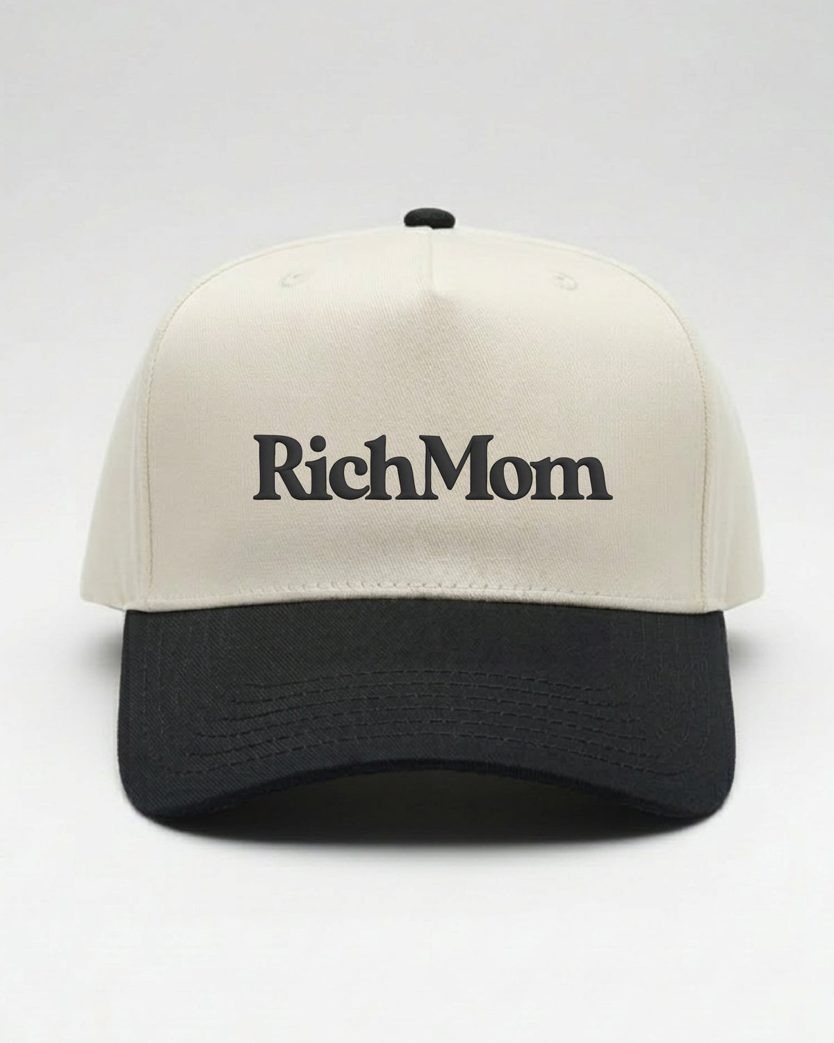 Rich Mom Embroidered Snapback - Natural/ Black