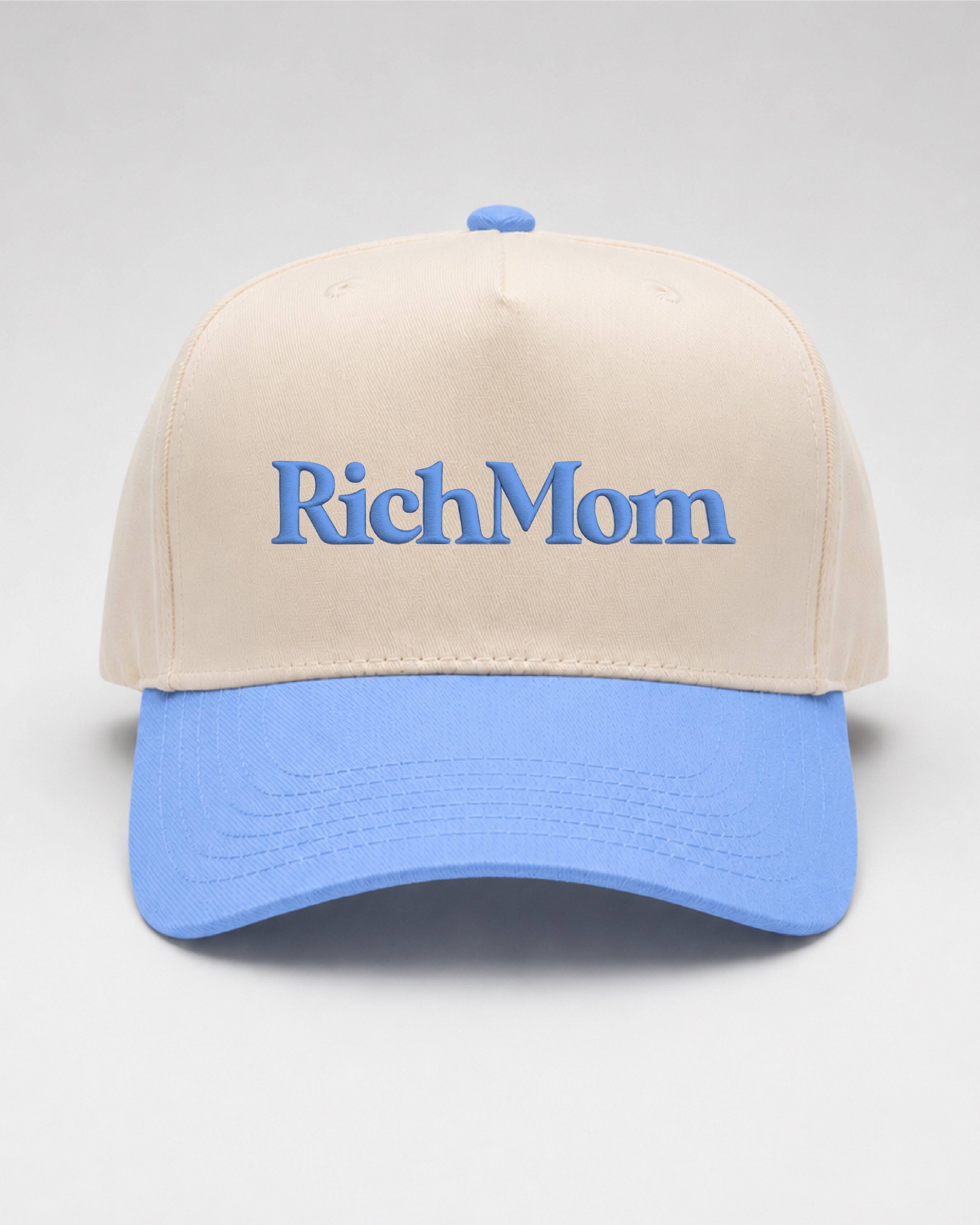 Rich Mom Embroidered Snapback - Natural/ Blue