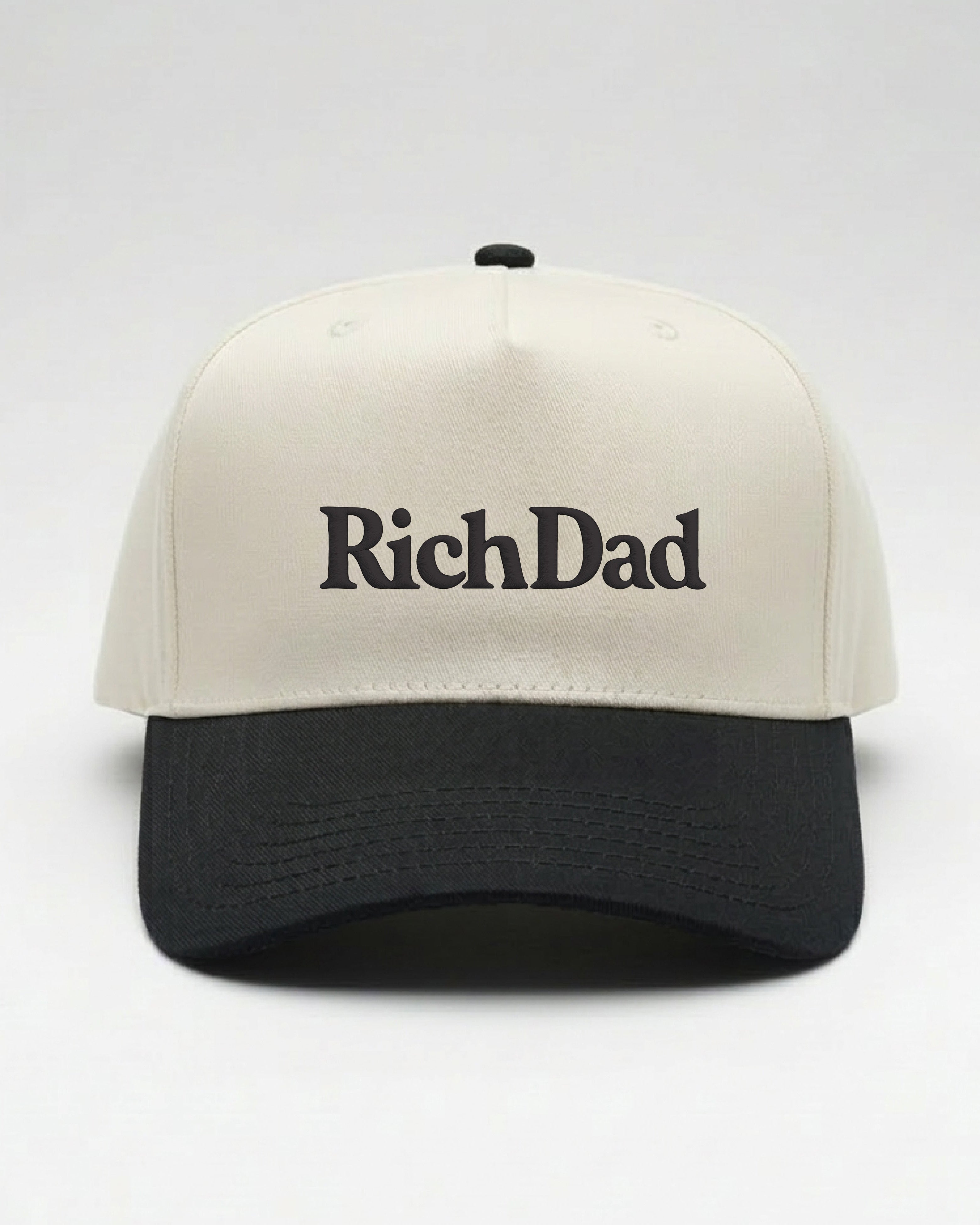 Rich Dad Embroidered Snapback - Natural/ Black
