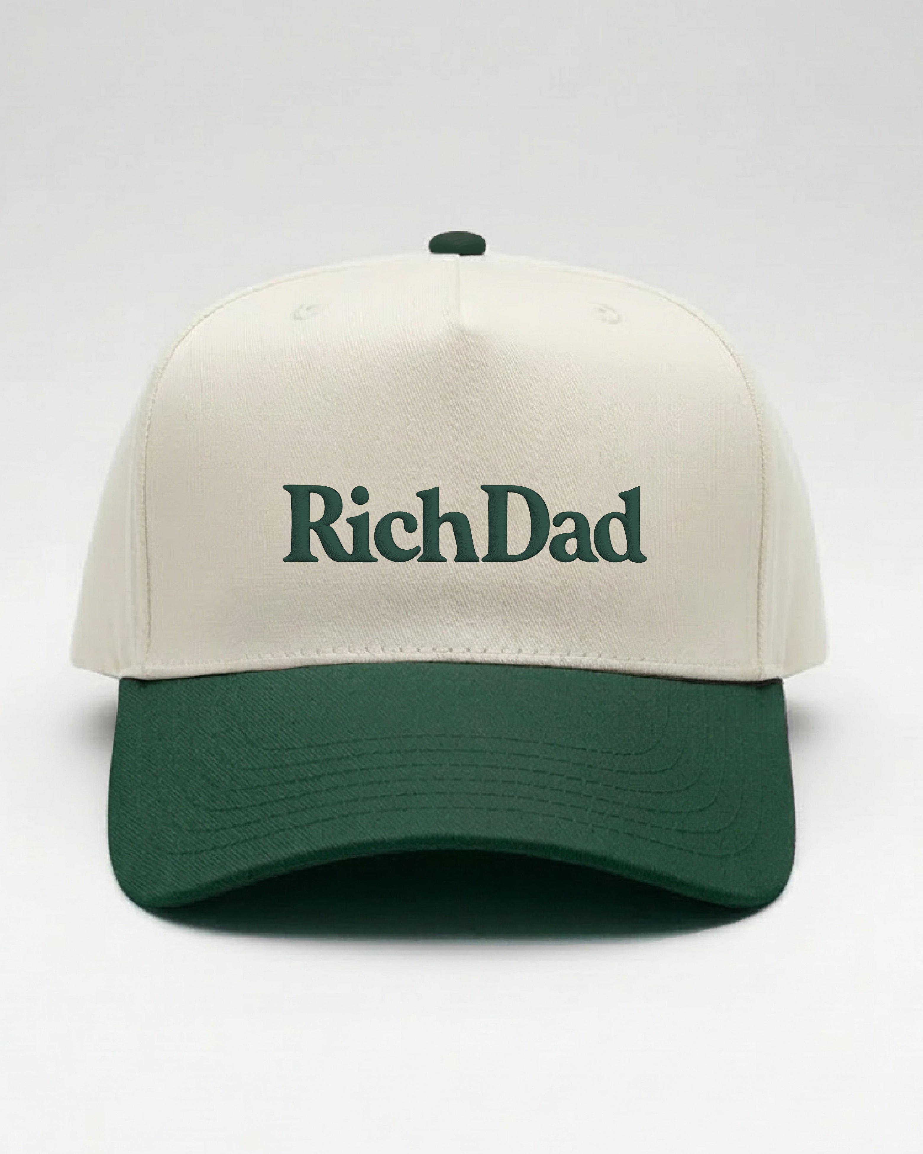 Rich Dad Embroidered Snapback - Natural/ F. Green