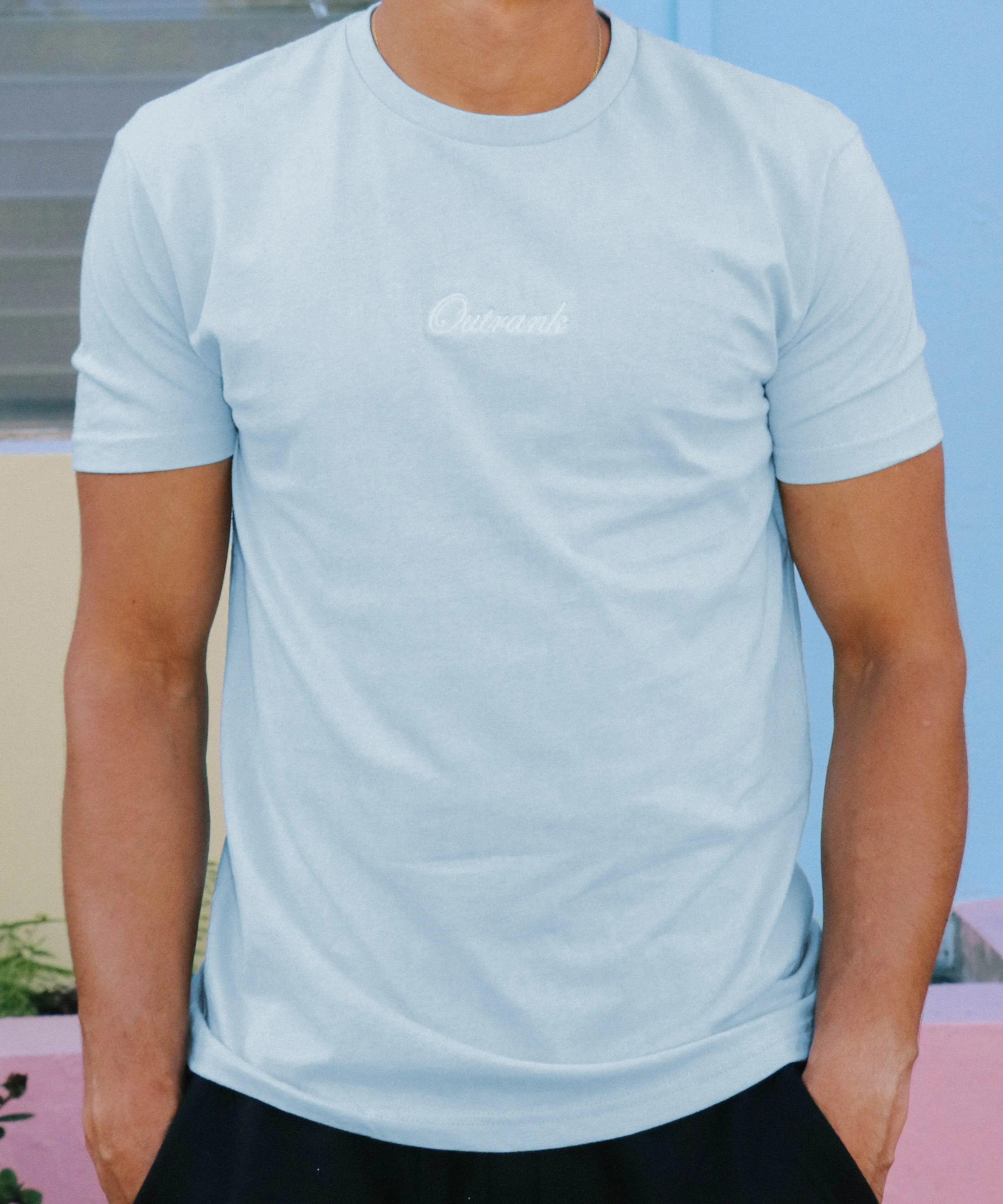 Outrank Everyday Embroidered  Light Blue T-Shirt - Outrank
