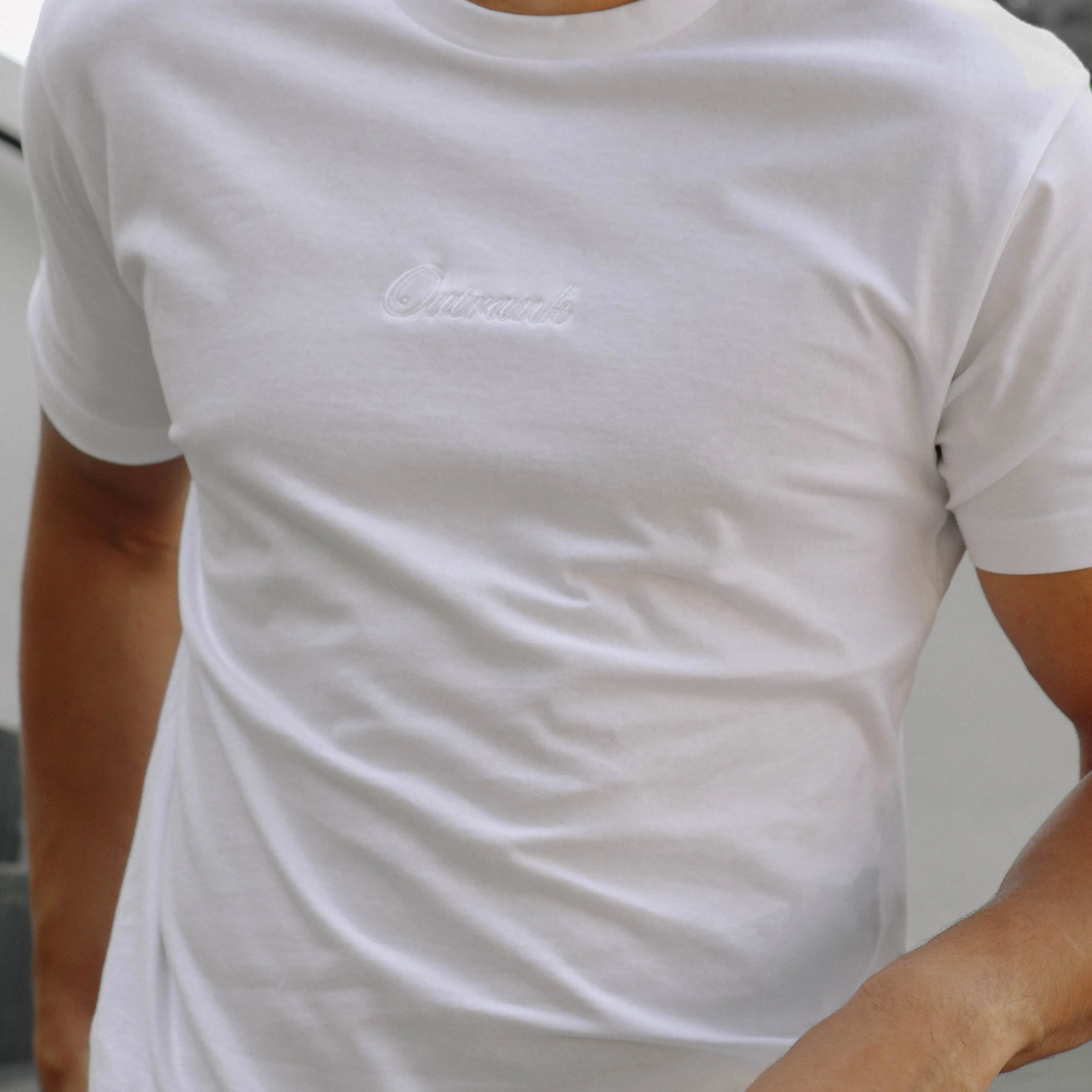 Outrank Everyday Embroidered Cream T-Shirt - Outrank