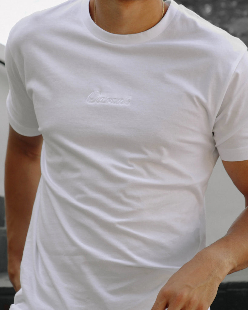 Outrank Everyday Embroidered Cream T-Shirt - Outrank