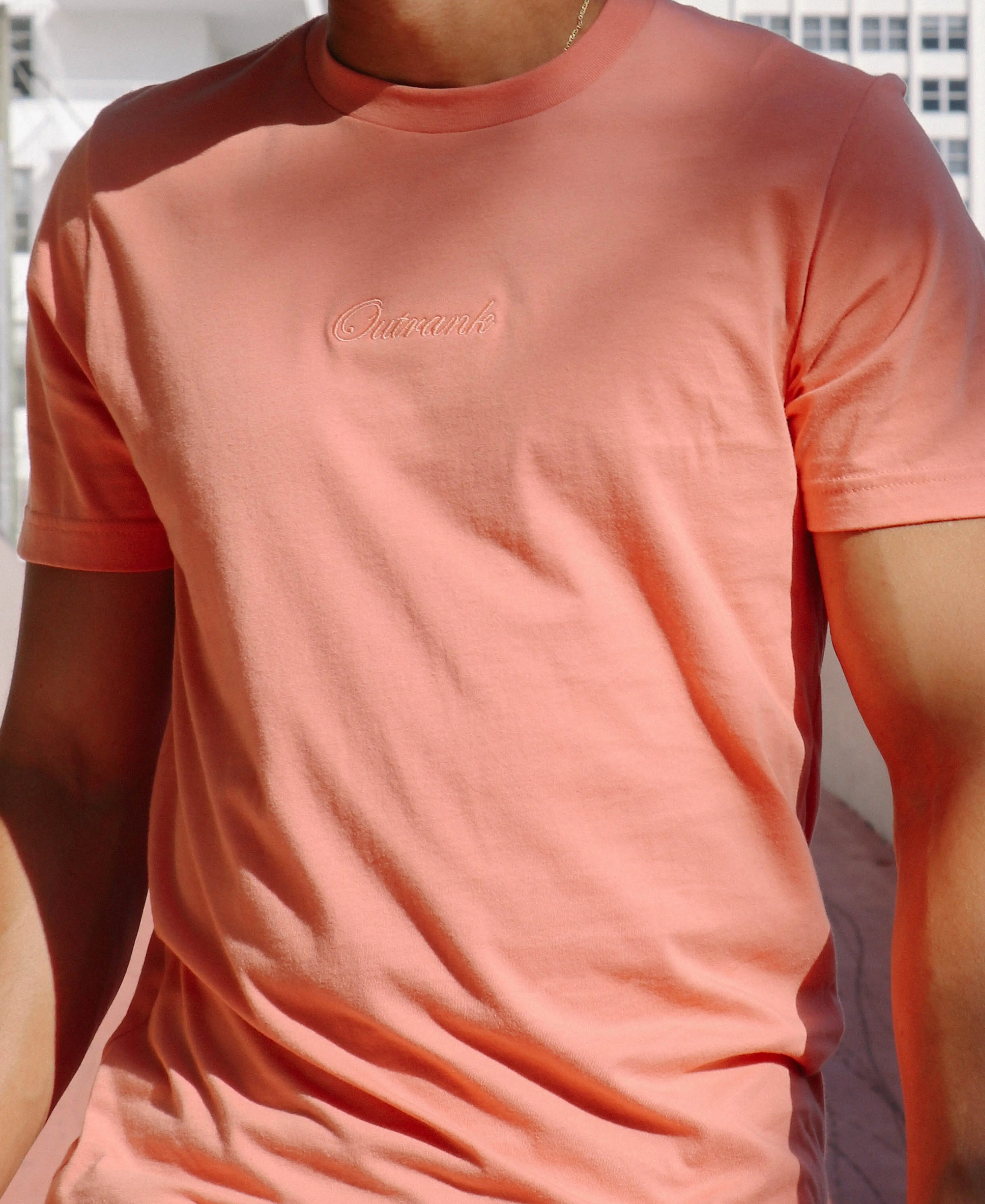 Outrank Everyday Embroidered Pink T-Shirt - Outrank