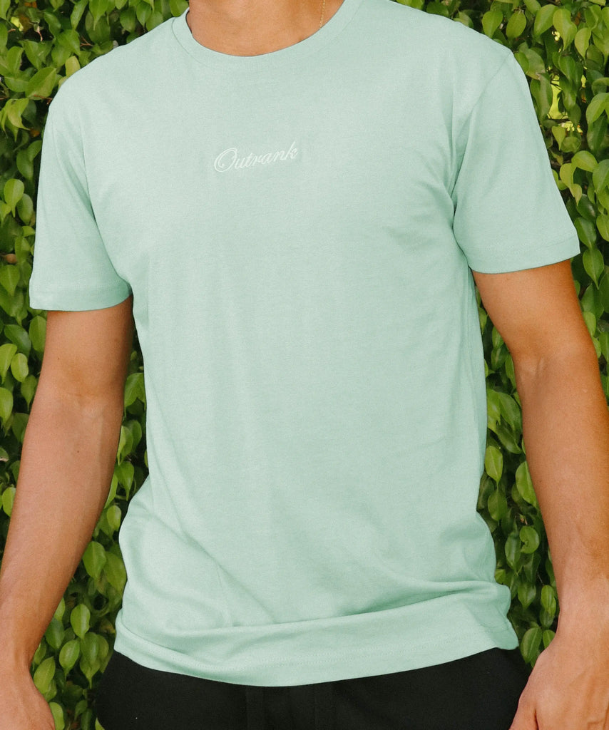 Outrank Everyday Embroidered Seafoam T-Shirt - Outrank