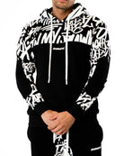 Scripted Color Blocked Fleece Hoodie