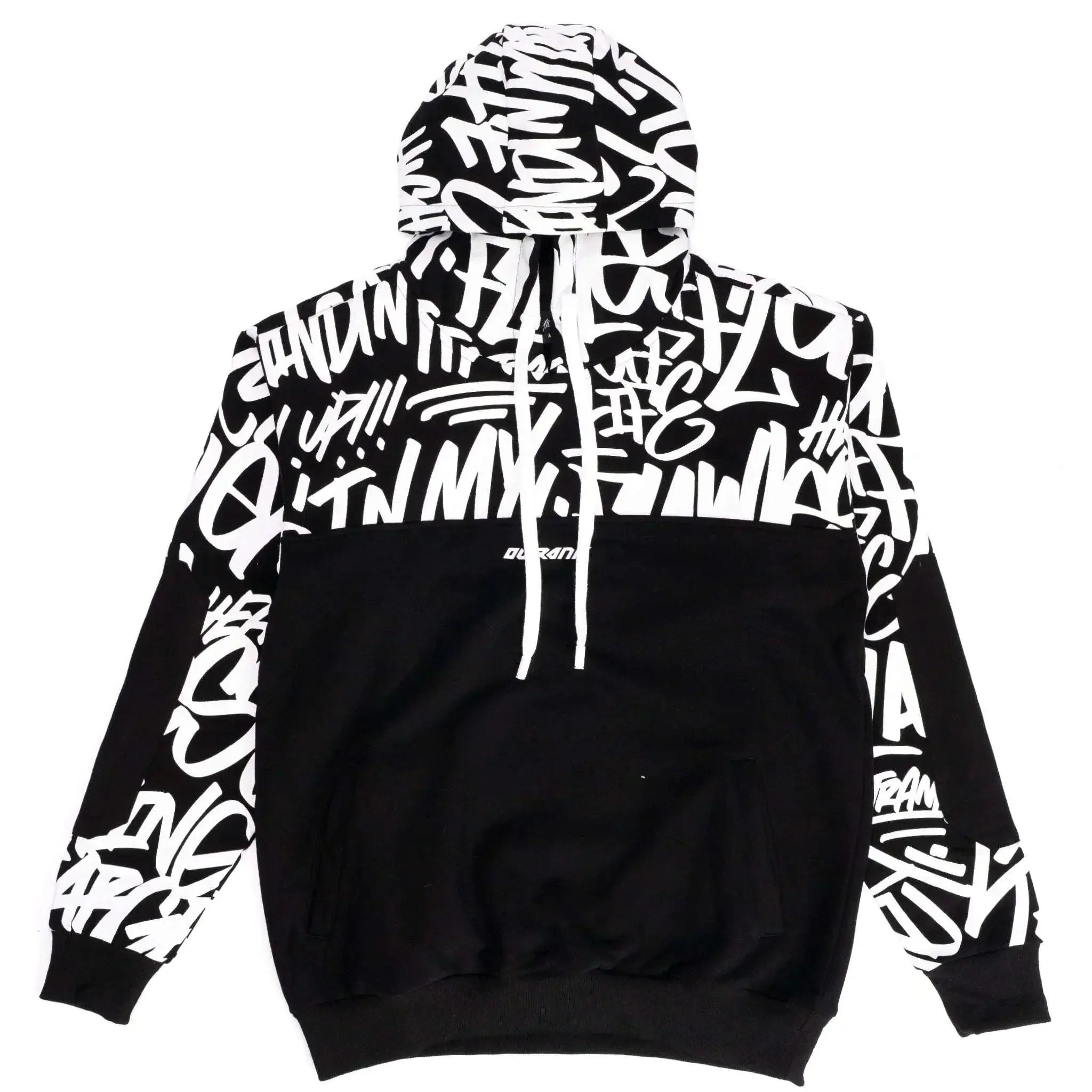 Scripted Color Blocked Fleece Hoodie