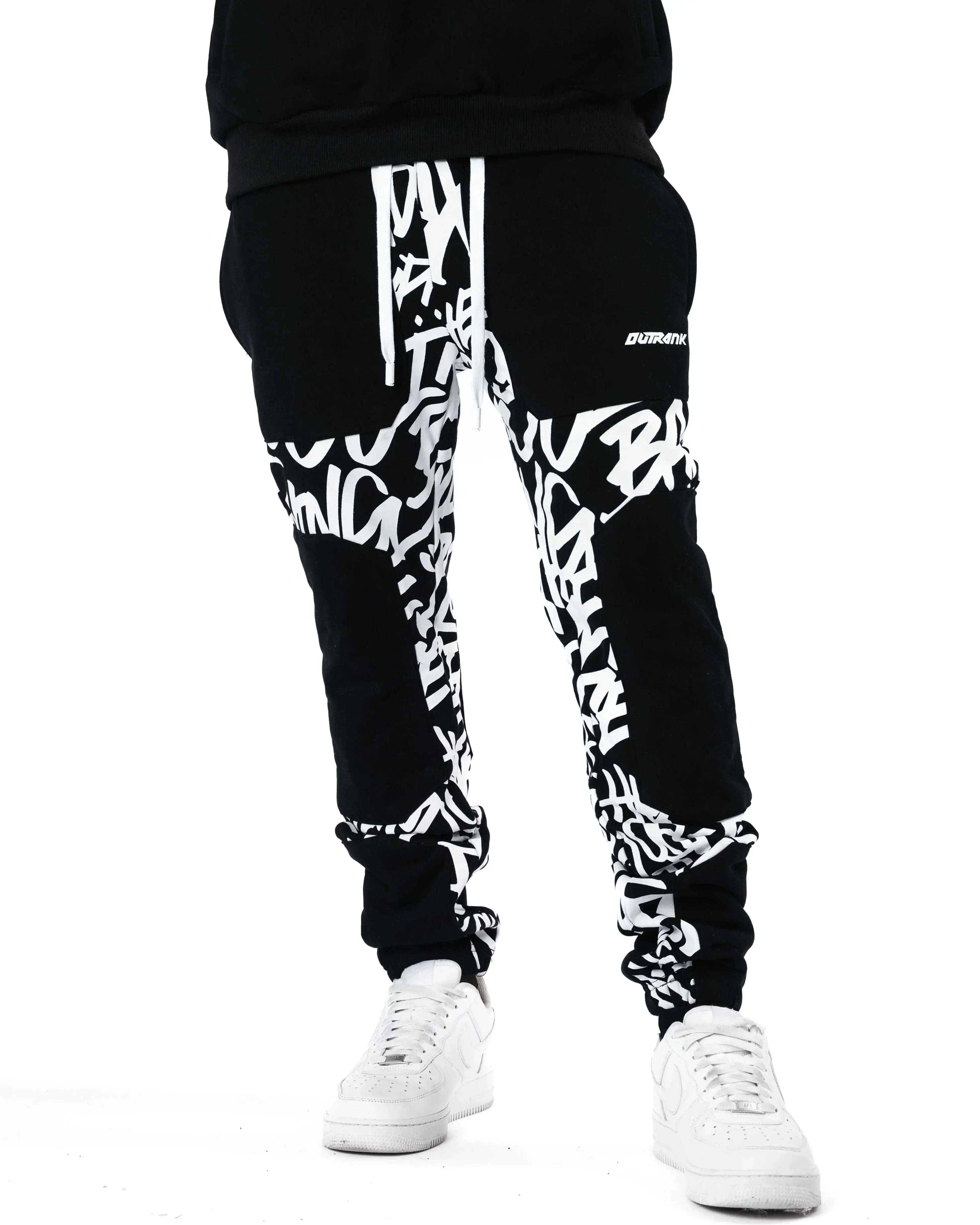 Scripted Color Blocked Fleece Joggers