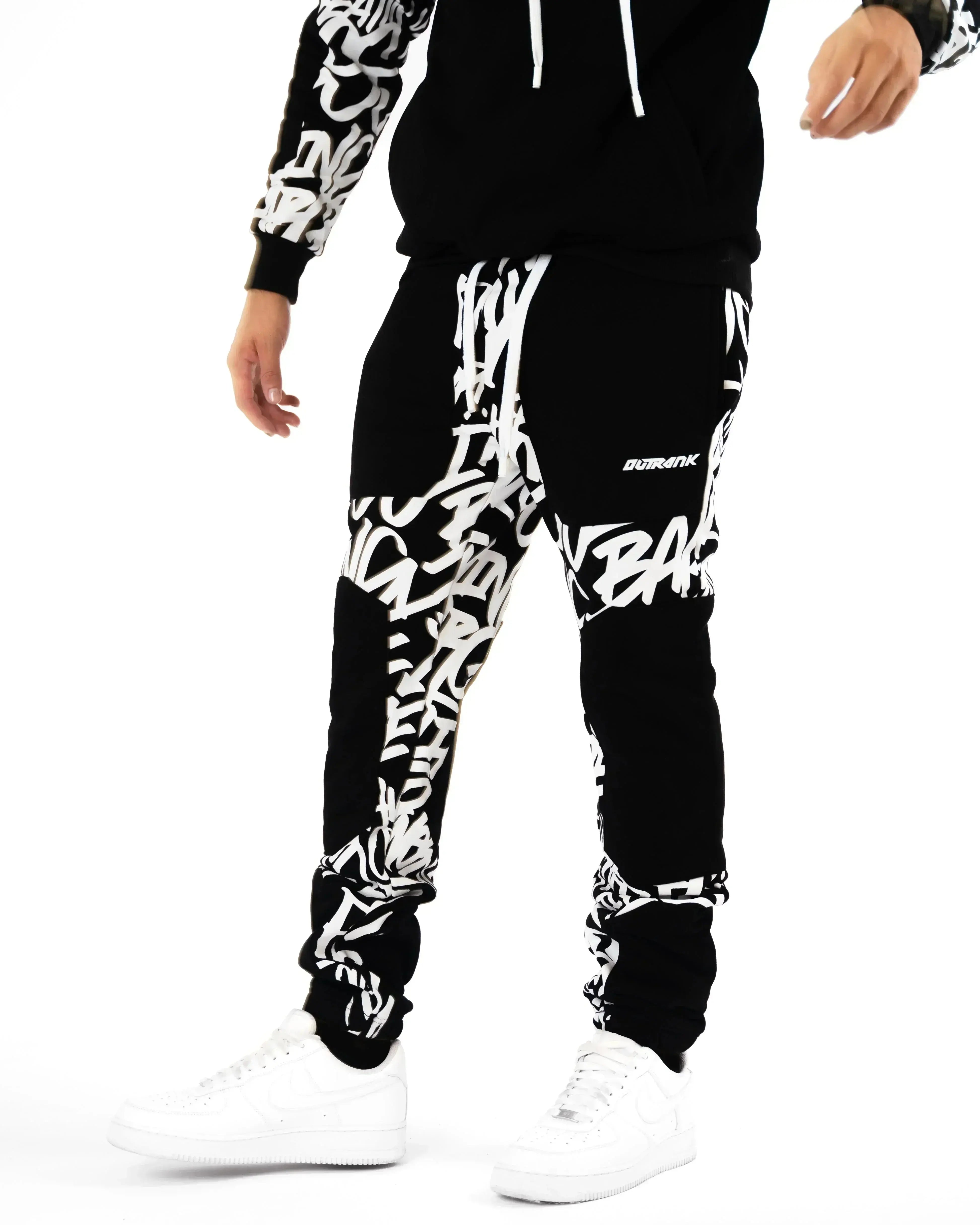 Scripted Color Blocked Fleece Joggers