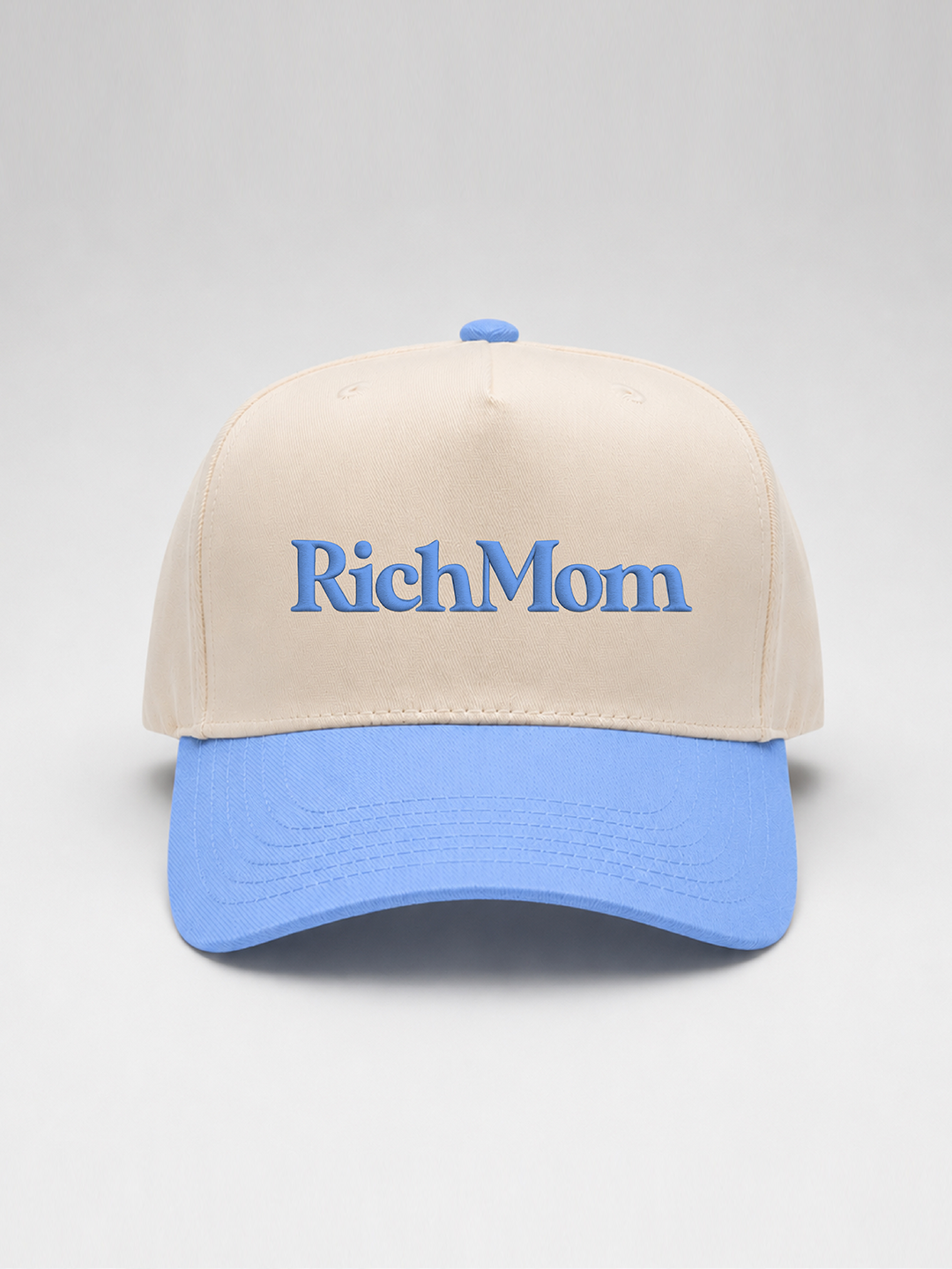 Rich Mom Embroidered Snapback - Natural/ Blue