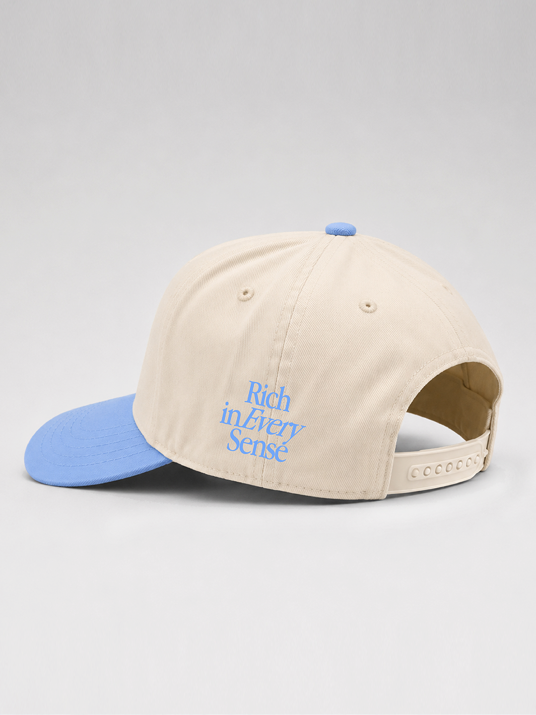 Rich Mom Embroidered Snapback - Natural/ Blue