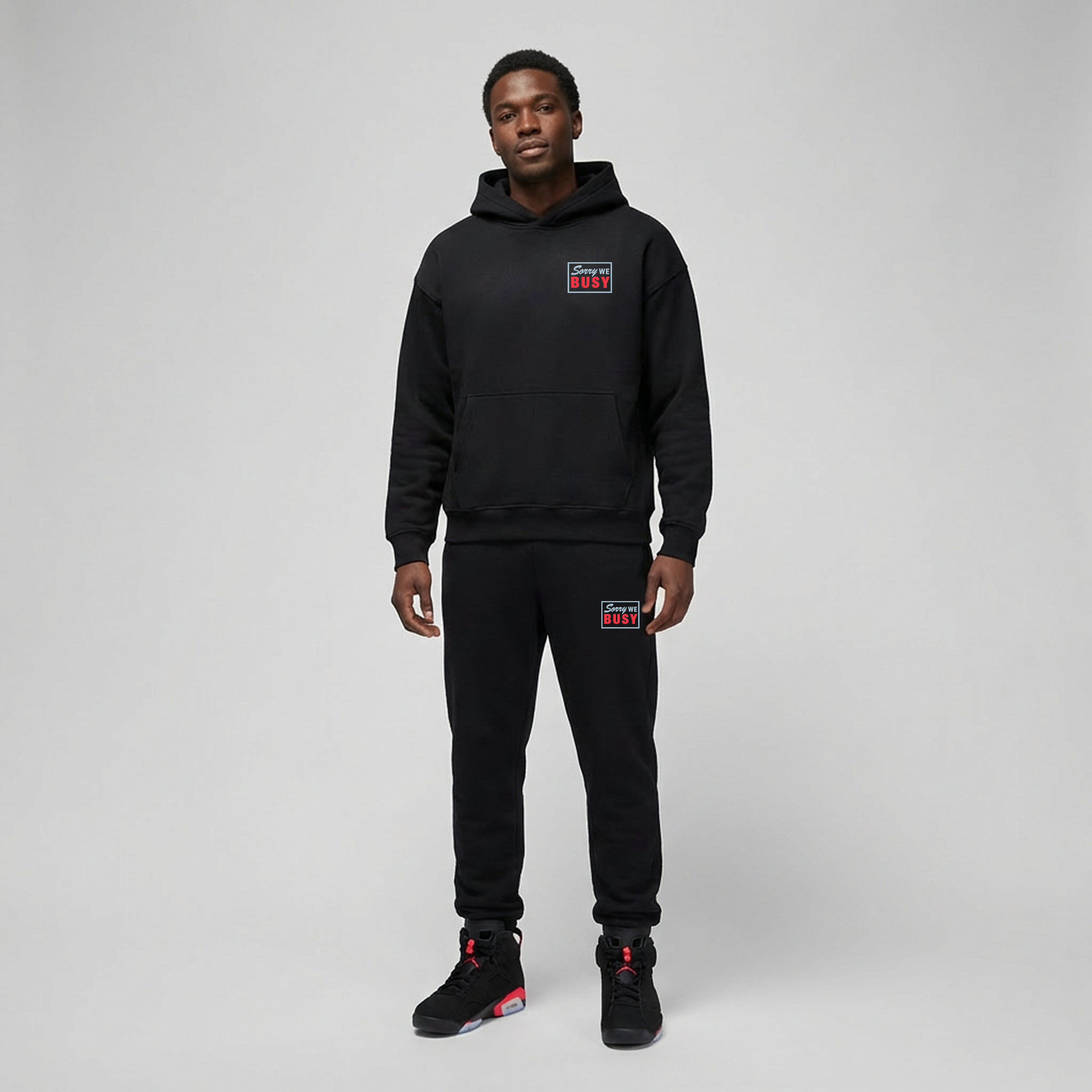 Sorry We Busy Embroidered Ultra Heavyweight Hoodie