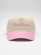 Rich Mom Embroidered Snapback - Natural/ Pink