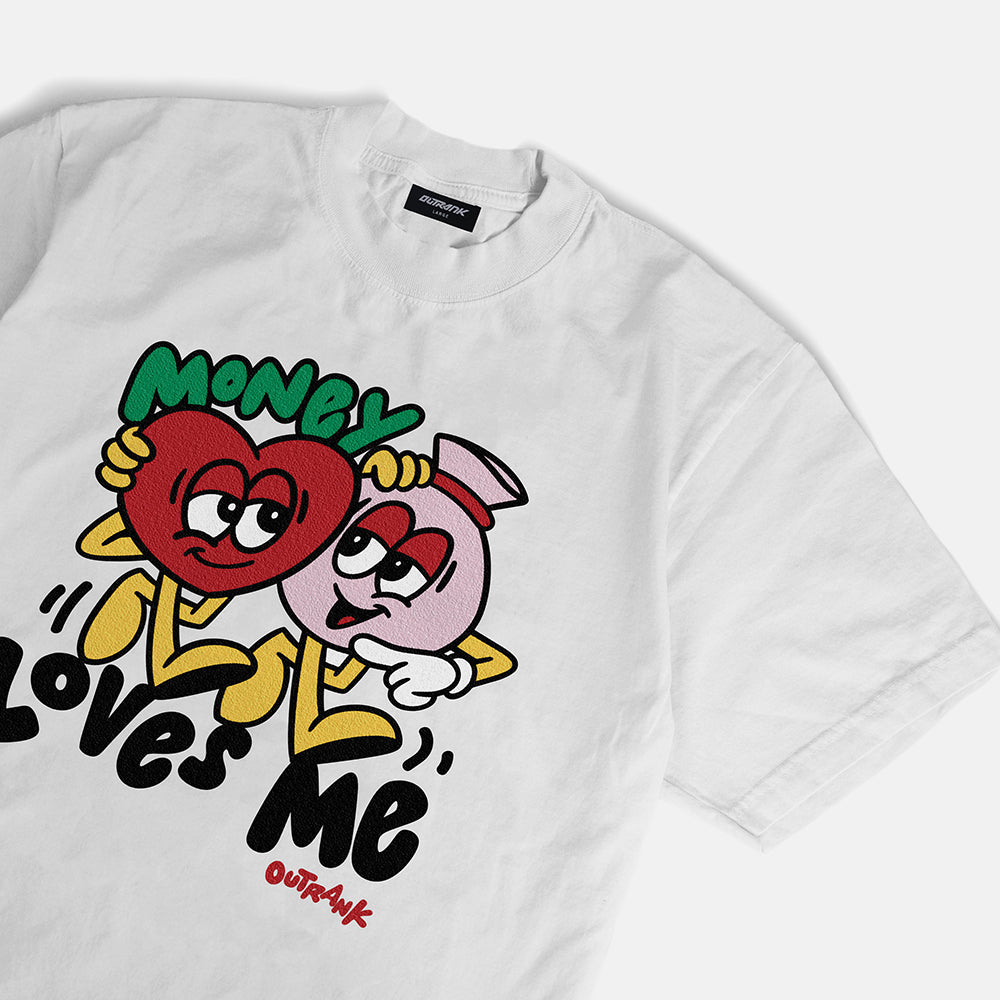 Money Loves Me Heavyweight T-shirt- White