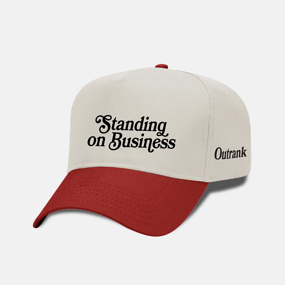 Standing On Business Snapback- Natural/ Red - Outrank Brand