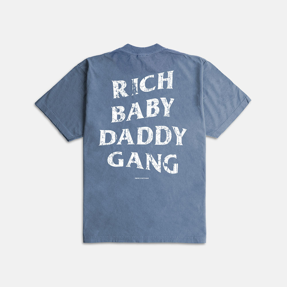 Rich Baby Daddy Gang Premium Oversized T-shirt 3.0- Washed Denim - Outrank Brand